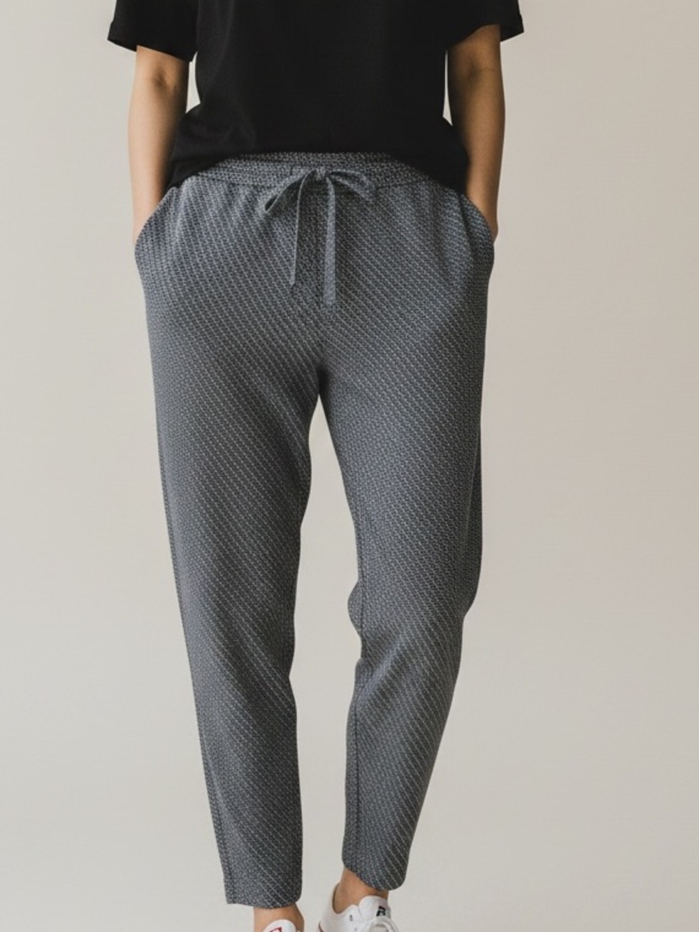 Joie Silk Textured Drawstring Pants Navy